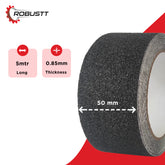 Robustt Black Anti Skid/Anti Slip (10mtr X 50mm) Fall Resistant with PET Material Used For Slippery Floors, Staircase, Ramps, Indoor, Outdoor Use